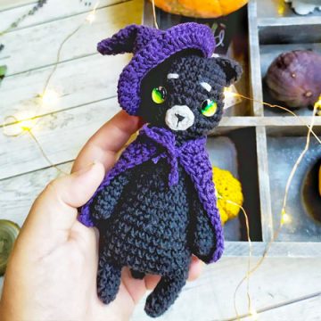 Halloween Kat met Heksenhoed Haken Patroon (1)